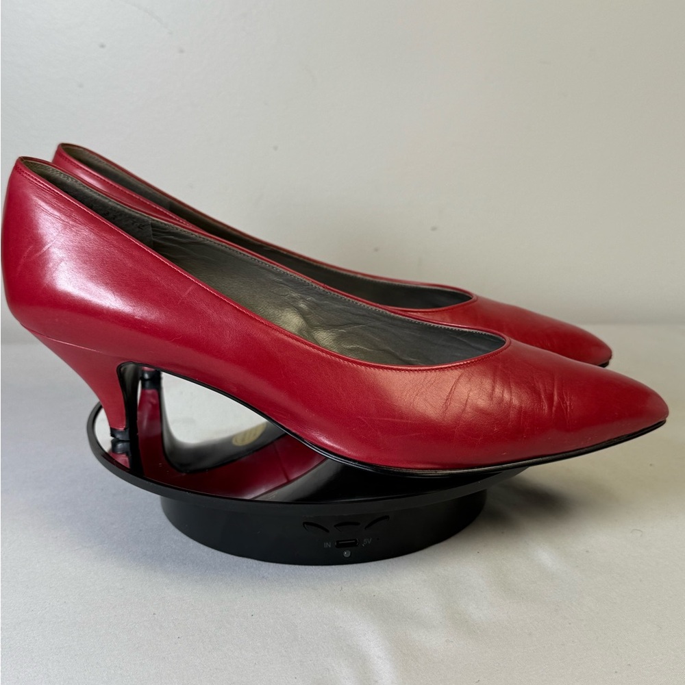 Yves Saint Laurent YSL  Red Heels Sleek kitten Heels  Auth size 37 - Picture 8 of 15